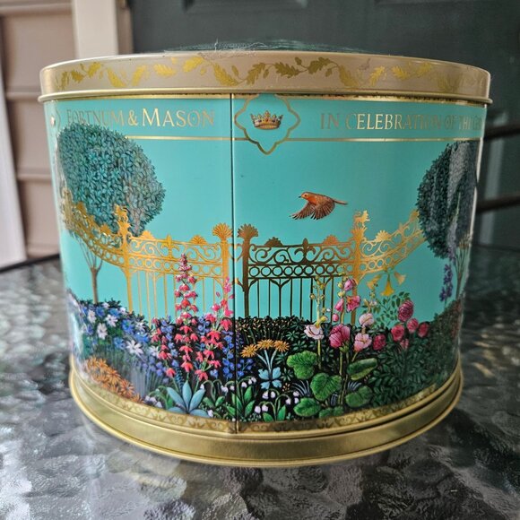 Fortnum & Mason King Charles Coronation Peacock Musical Biscuit Tin (Empty) - Picture 9 of 9